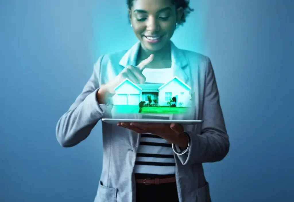 mulher mexendo em material holográfico