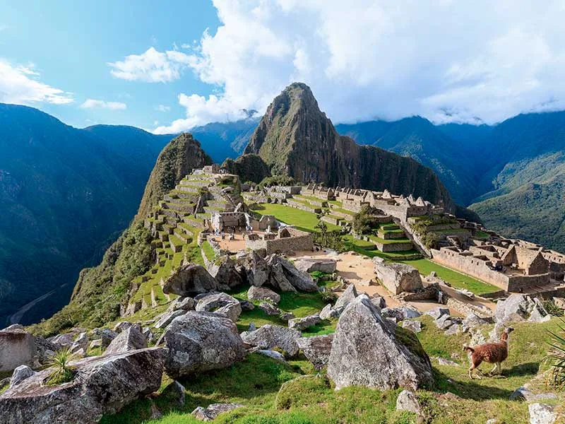 Vista panorâmica de Machu Picchu no Peru