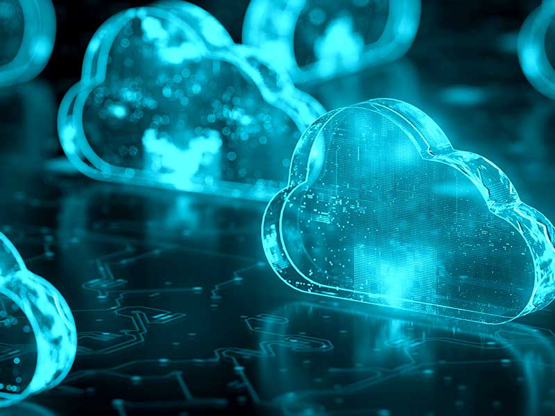 Nuvens digitais representando armazenamento em nuvem